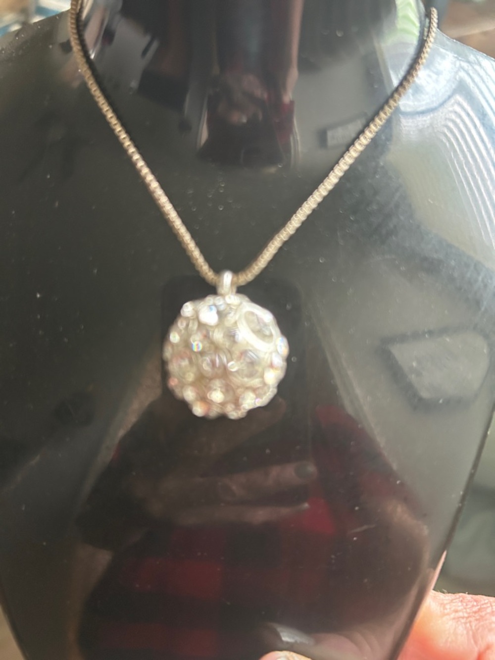 Juicy Couture Silver Crystal Pave Ball Pendant Necklace